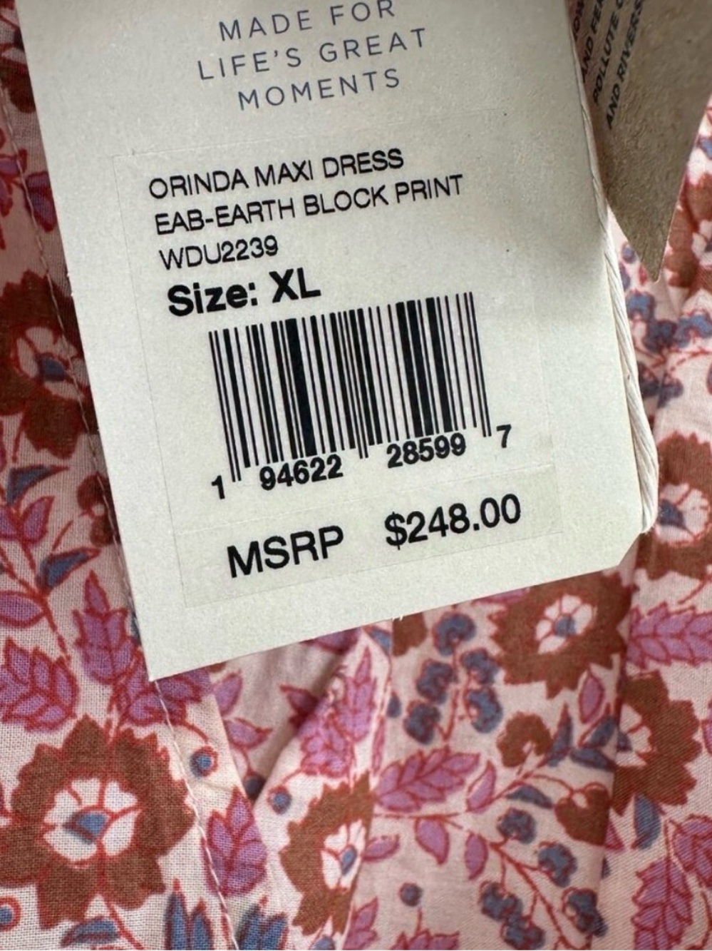 Faherty Orinda Maxi Dress size XL Organic Cotton Button Front Long Sleeve NWT - Picture 3 of 5
